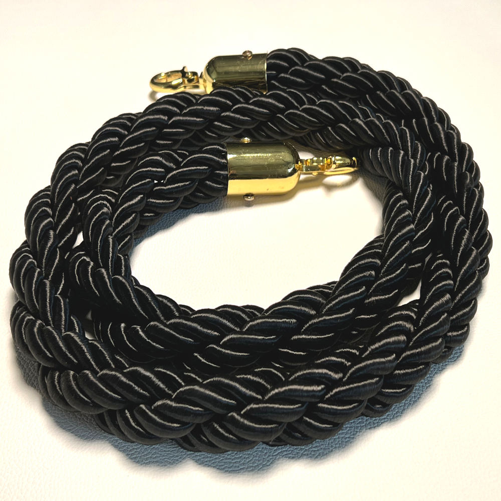 Cordon pour poteau de balisage - argent finition tressé noir