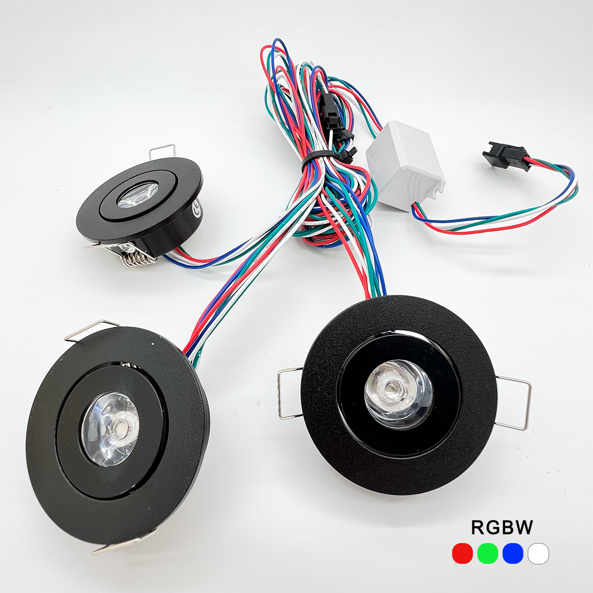 Lot 3 mini spots RGB encastrables orientables précâblés 9 V 3X3W