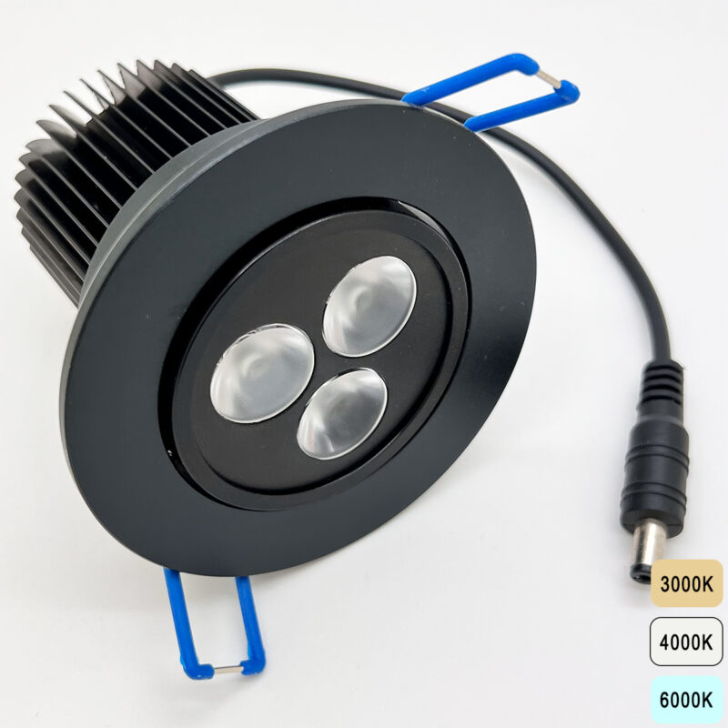 Spot noir encastrable orientable 9V 9W