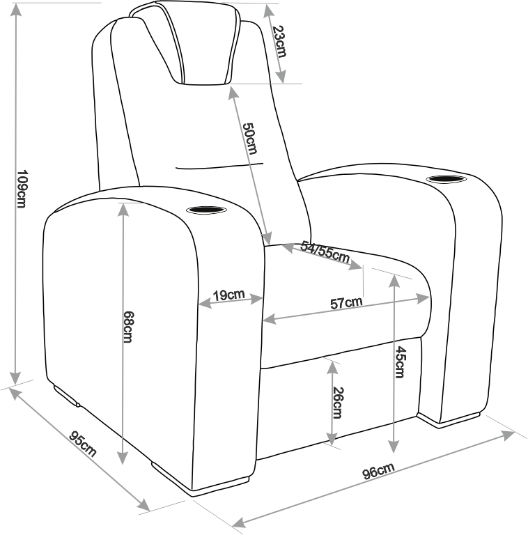 Dimensions du fauteuil Club
