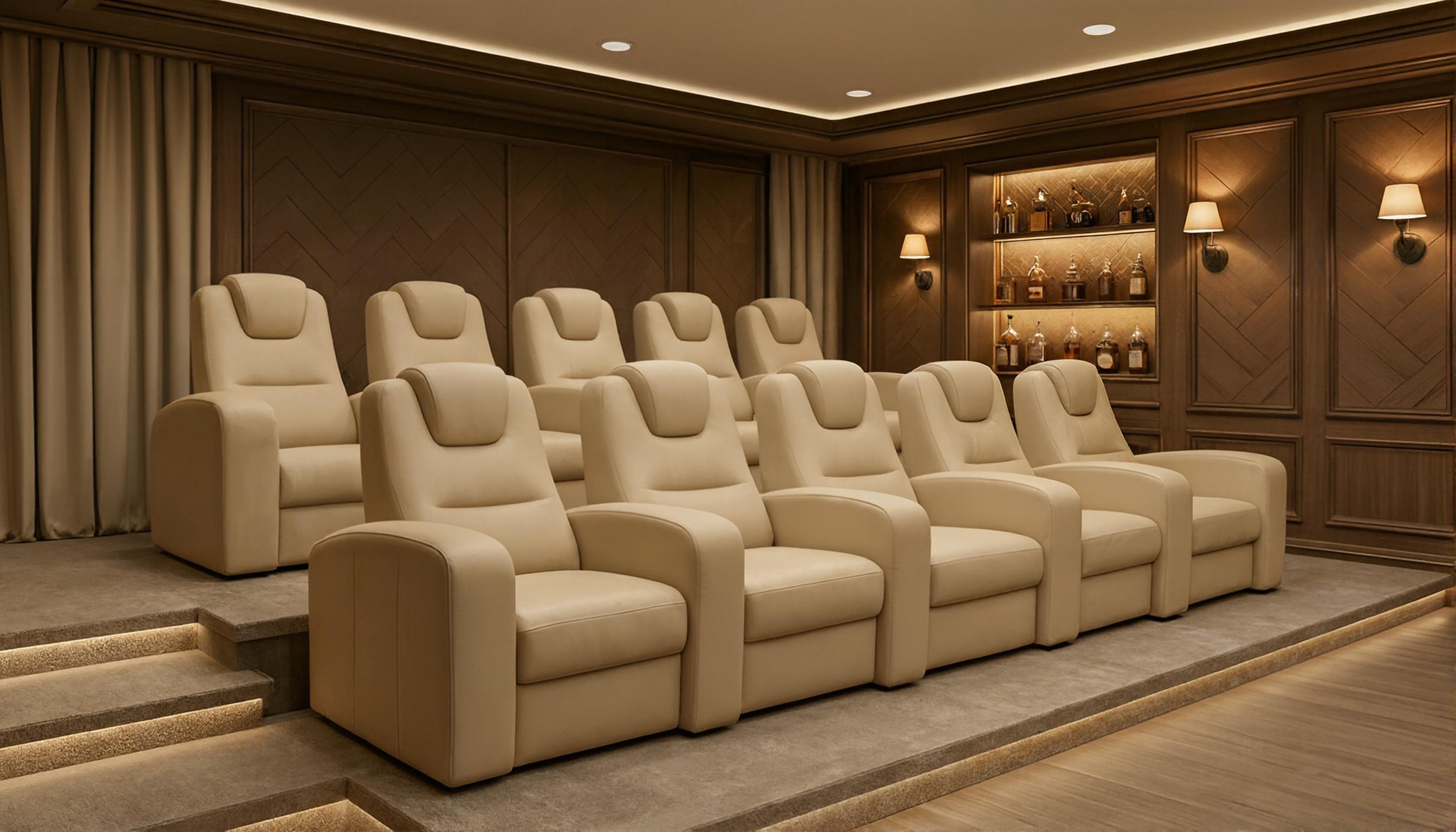 Fauteuils Club en salle home cinéma luxueuse