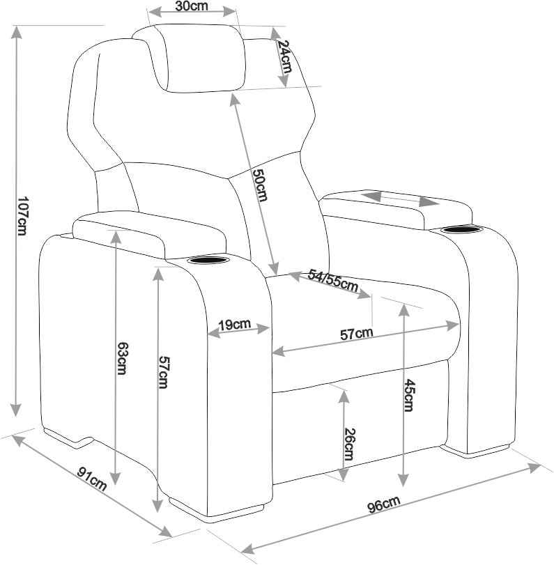 Dimensions du fauteuil Manhattan