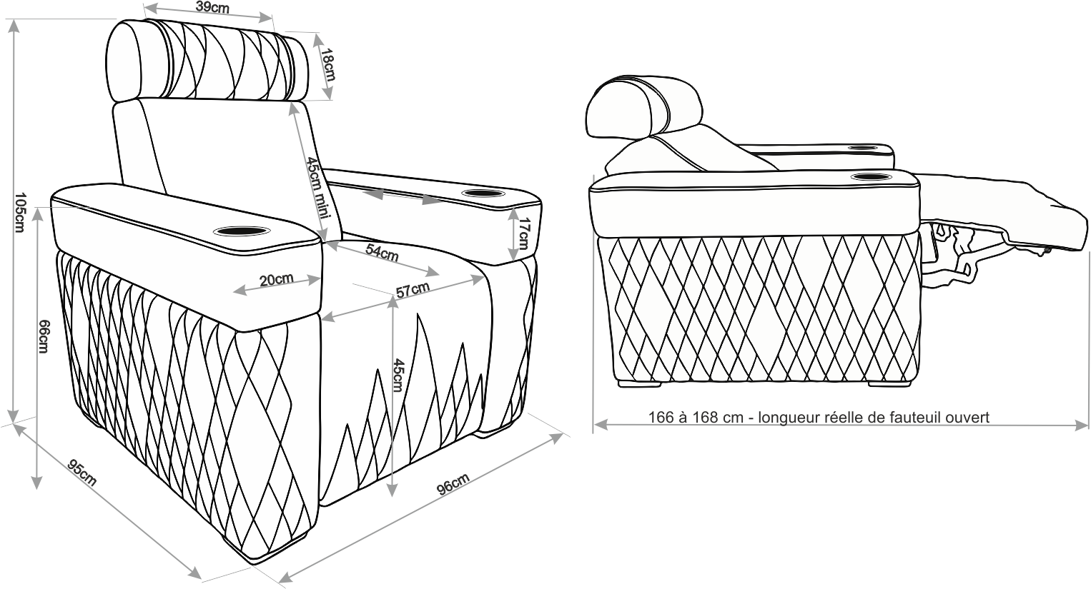 Dimensions du fauteuil Nova