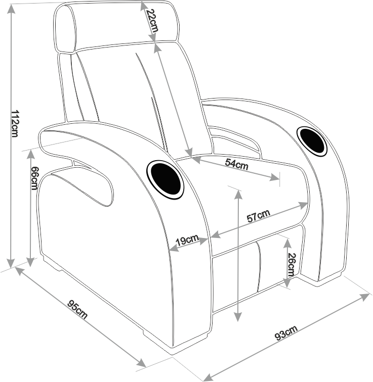 Dimensions du fauteuil Osmose - Vue de face