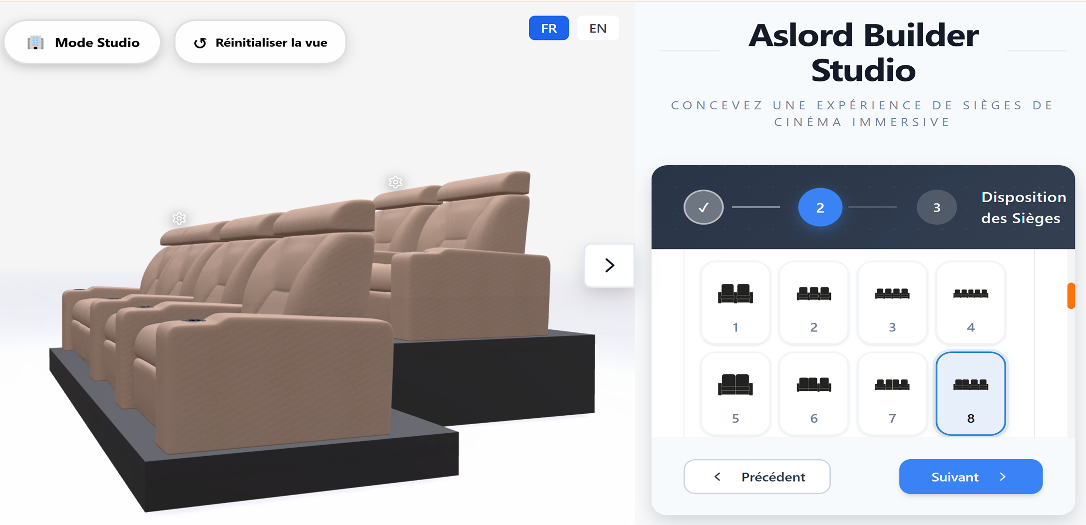 Aslord Builder Studio - Configurateur de fauteuils home cinéma