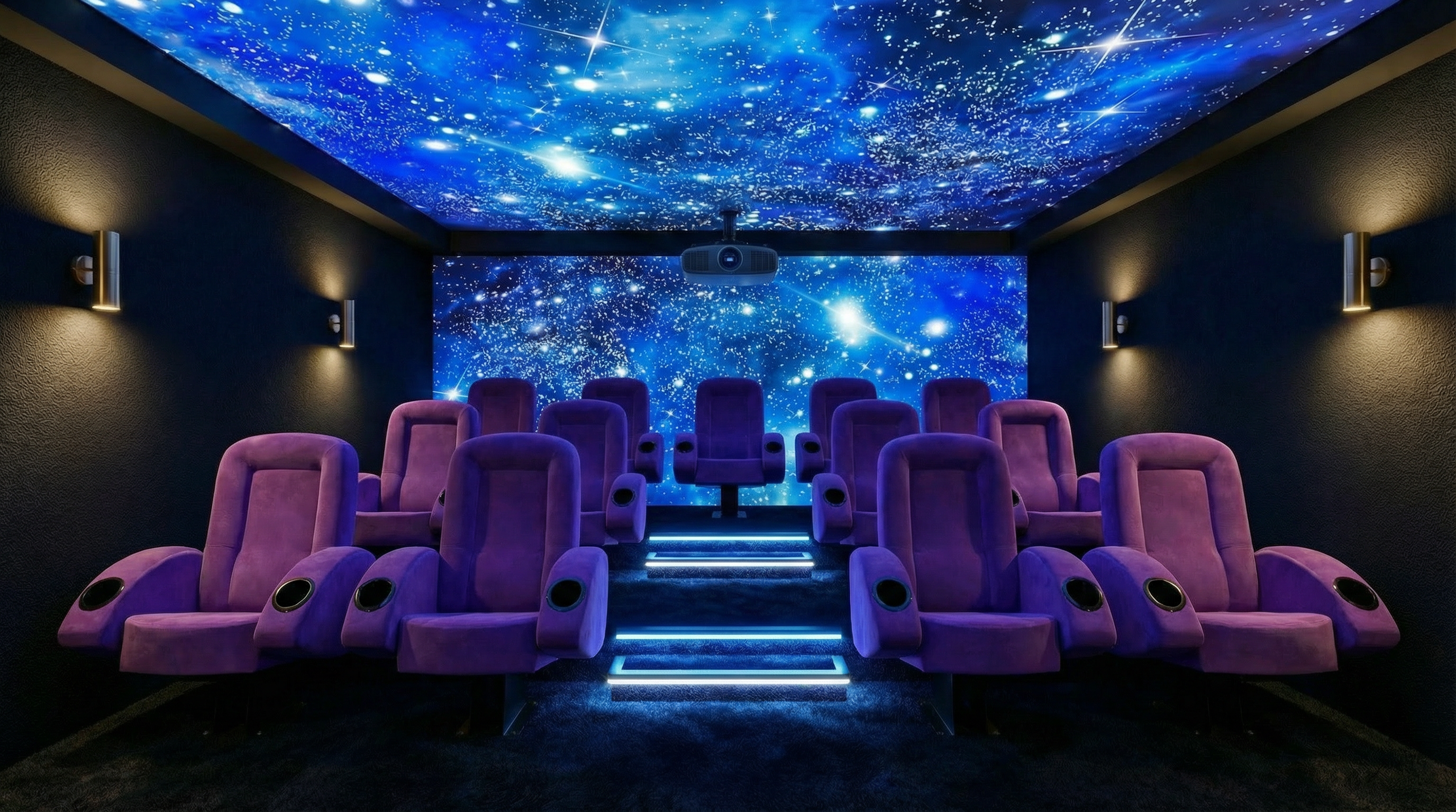 Mur et plafond lumineux immersif - home cinéma luxe